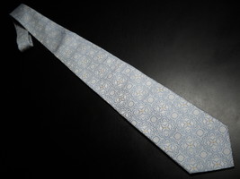 Valentino Italian Dress Neck Tie Silk Hues of Baby Blues with Golden Pinpoints - £10.35 GBP