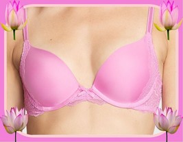 38D  Smooth Bubblegum Pink LACE Dream Angels Victorias Secret Plunge PU UW Bra - £31.69 GBP