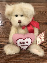 Ganz Message Teddy Bear Tan w/ Red Heart "Hugs and Kisses" 10” Long - $10.67
