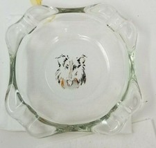 Ashtray Collie Dog Glass Orange Black Vintage  - $11.35