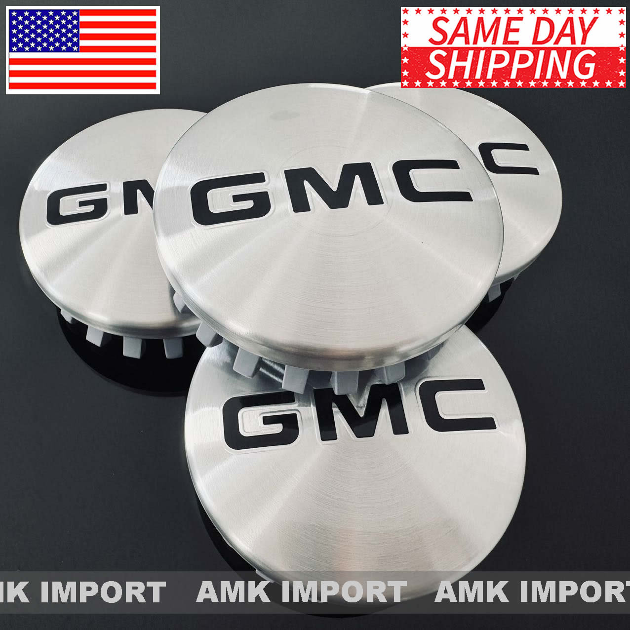 Primary image for Set of 4 Machined Aluminum Black GMC Center Hub Caps 2014-2023 Yukon XL Sierra 1