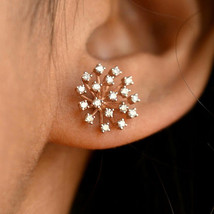 Wish Rose Gold Earrings Multi-Layer Flower Stamen Starry Stud Earrings For Women - £7.98 GBP