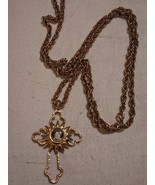 Vtg Cross Pendent Bethlehem Pebble Necklace Nativity Stone Relic Gold To... - $281.97 MXN