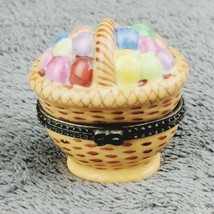 Vintage Easter Basket w/ Eggs Jelly Beans Porcelain Hinged Trinket Box - £9.74 GBP