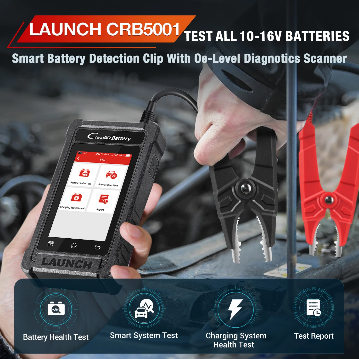 Launch CRB5001 Battery Tester 12V Car Eng Abs Srs At Diagnostic Scanner Tpms Bms - £320.22 GBP