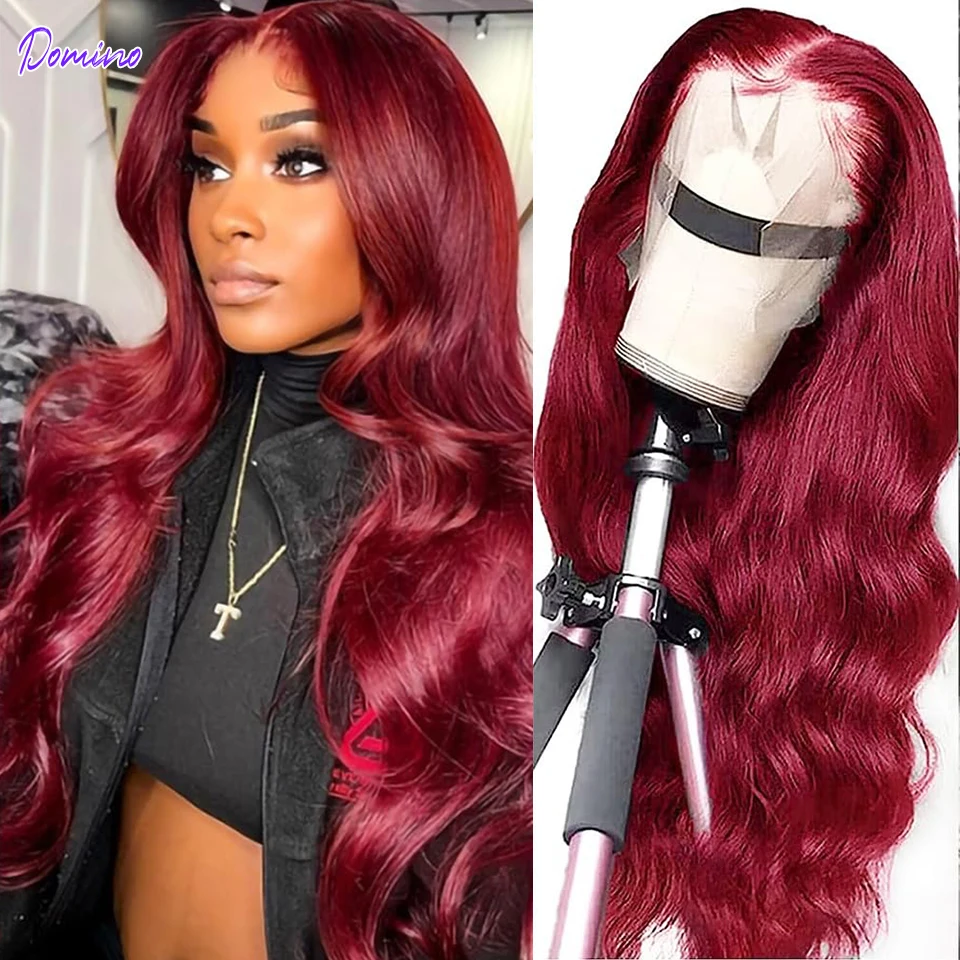 Burgundy Body Wave Lace Front Wigs 13x4 Straight Human Hair Wig 99J Red Color - £38.53 GBP+