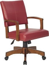 Deluxe Wood Bankers Desk Chair With Faux Leather And Antique Bronze Nailheads, - £311.73 GBP