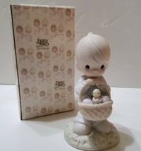 Precious Moments 1987 Wishing You A Basket Full of Blessings 109924 Boy Duck  - $16.70