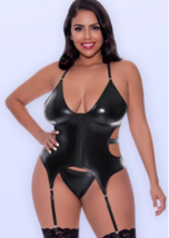 GARTER TEDDY BUSTIER ADJUSTABLE STRAPS CHEEK PANTY SET SIZE QUEEN 20-22 - $924.57 MXN