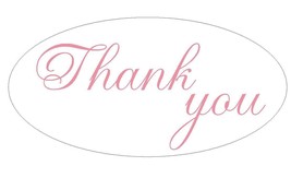 Pink Thank You Oval Sticker Decal Wedding BRIDAL MADE IN USA Seal #D158P - £0.79 GBP+