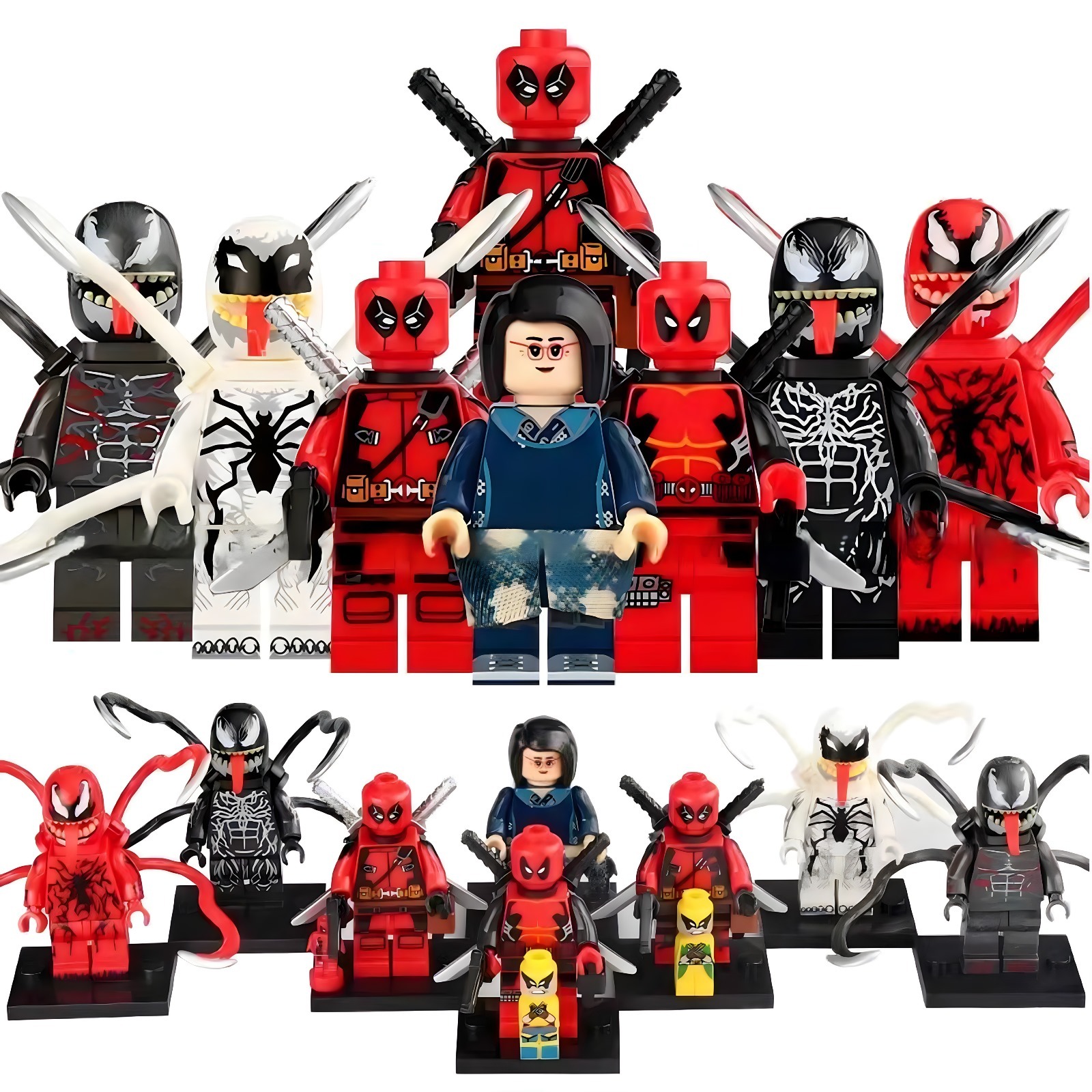 Deadpool Wolverine Venom Riot Anti-Venom Carnage Mrs Chen 8pcs Minifigures Toy