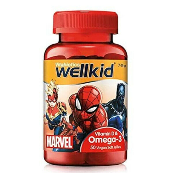 Primary image for Wellkid Marvel Omega-3 Plus Vitamin D Soft Jellies x 50