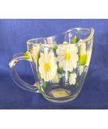 Vintage Hand Painted Anchor Hocking GlassCreamer Pitcher w Daisies - $169.16 MXN