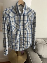 American Eagle Shirt Mens  Cowboy Vintage Fit Blue Plaid Pearl Snap West... - $20.00
