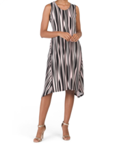 New Anne Klein Pink Black Striped Flare Midi Dress Size Xl $99 - £56.45 GBP