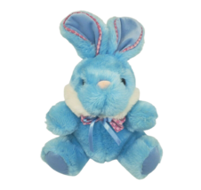 10&quot; Vintage Mty International Blue + Pink Bunny Rabbit Stuffed Animal Plush Toy - £26.57 GBP