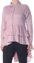 Verona Collection Womens Ruffled Cuffed Collared Top Size Small Color Dusty Pink - £46.35 GBP