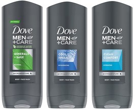 Dove Men + Care Body and Face Wash Variety 3 Flavors - Clean Comfort, Cool Fresh - £36.62 GBP