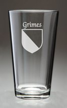 Grimes Irish Coat of Arms Pint Glasses - Set of 4 (Sand Etched) - $68.00