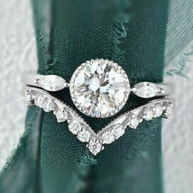 Women Valentine Wedding Ring Set 14K White Gold 2.77CT White Moissanite Size 6.5 - £203.08 GBP