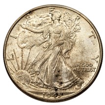 1943 Argent Marche Liberty Demi Dollar 50C (Brilliant Uncirculated État) - £41.44 GBP