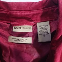 Ruff Hewn Women's XL Red Suede Genuine Leather Jacket Collared Pearl Snap Button image 3