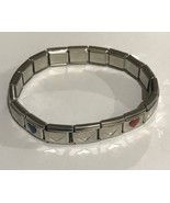 Italia UD Roma  Charm Stainless Steel Stretch Bracelet Heart  Italy - £22.65 GBP