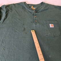 Carhartt Henley Shirt Men's 3XL Green Original Fit Short Sleeve Pocket K84 HTG image 3