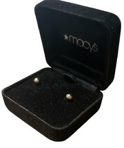 Macy’s 14K Yellow Gold Ball Stud Earrings Mini Bead Posts New w/ Box image 3