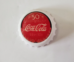 COCA COLA Bottle Cap Button Refrigerator Fridge Magnet 50th Anniversary - £7.82 GBP