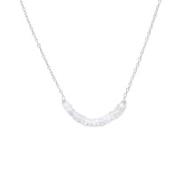 16&quot; 925 Sterling Silver Chain Faceted Rainbow Moonstone Bead October Necklace - £96.33 GBP