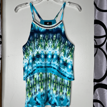 IZ Byer blue and green beaded neck tank top size Large - £8.48 GBP