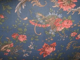1 Yard 45&quot;  The Way We Were Jimmy Beyer RJR Blue Teal Rust Floral Cotton Fabric - £3.54 GBP