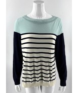 Talbots Boatneck Sweater Size Large Navy Blue Cream Striped Colorblock W... - $658.58 MXN