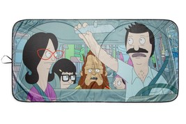 Bob&#39;s Burgers Belcher Family Sunshade for Car Windshield | 64 x 32 Inches - £33.02 GBP