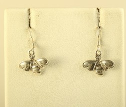 Vintage Sterling Silver Bumble Bee Honeycomb Bug Insect Hook Earrings - £27.93 GBP
