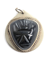 Vintage Tlaloc Mexico Carved Glass Tribal Face Pendant Silver Tone Rope ... - $1,313.60 MXN