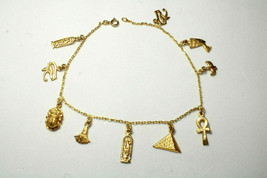 Preciosa pulsera tobillera de oro de 18 quilates Nefertiti Tut Scarab Is... - $1,083.09