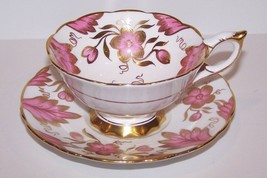 STUNNING ROYAL STAFFORD ENGLAND BONE CHINA PINK FLORAL &amp; GOLD TEA CUP &amp; ... - £51.60 GBP