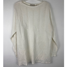 Carolyn Taylor Pointelle Knit Sweater Womens L White Boat Neck Long Sleeve - £14.22 GBP