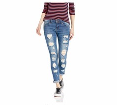 Cover Girl Cute Mid Rise Waisted Ripped Distressed Torn Skinny Juniors Size 1/2 - £20.01 GBP
