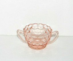 Vintage Jeannette Pink Depression Glass SUGAR BOWL Cubist Pattern - £15.55 GBP