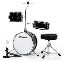5 Pieces Junior Drum Set with 5 Drums-Black - Color: Black - $180.95