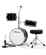 5 Pieces Junior Drum Set with 5 Drums-Black - Color: Black - £144.31 GBP