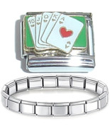 Starter Bracelet &amp; Playing Cards Flush Italian Charm - Vintage 90s Style... - $10.77