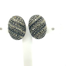 Vintage Signed Sterling Judith Jack Art Deco Marcasite Oval Omega Stud Earrings - £51.60 GBP