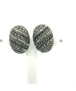 Vintage Signed Sterling Judith Jack Art Deco Marcasite Oval Omega Stud E... - £50.39 GBP