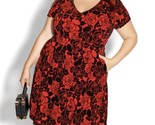 City Chic Posie Dress Women&#39;s XL 22 Black Red Floral V-Neck New With tags - £37.12 GBP