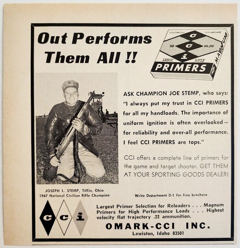 1968 Omark CCI Large Rifle Shell Bullet Primers Advertisement Hunting E91D Item image 2