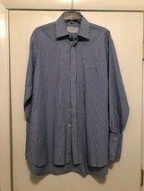 CHARLES TYRWHITT Cotton Dress Shirt Blue &amp; White Stripes 16 1/2 X 33 VER... - £7.77 GBP